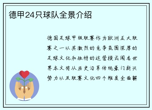 德甲24只球队全景介绍