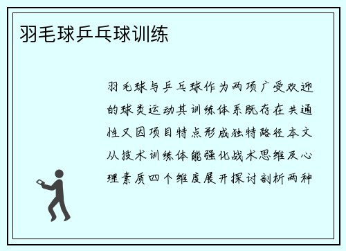 羽毛球乒乓球训练